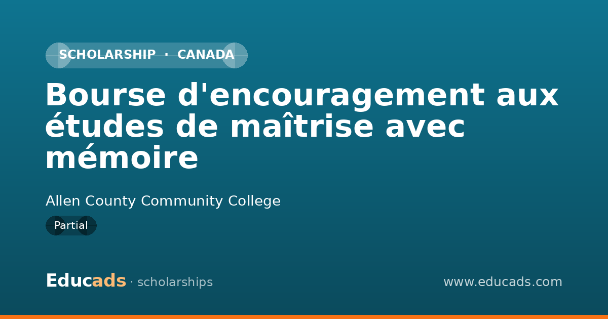 Bourse d'encouragement aux études de maîtrise avec mémoire scholarship