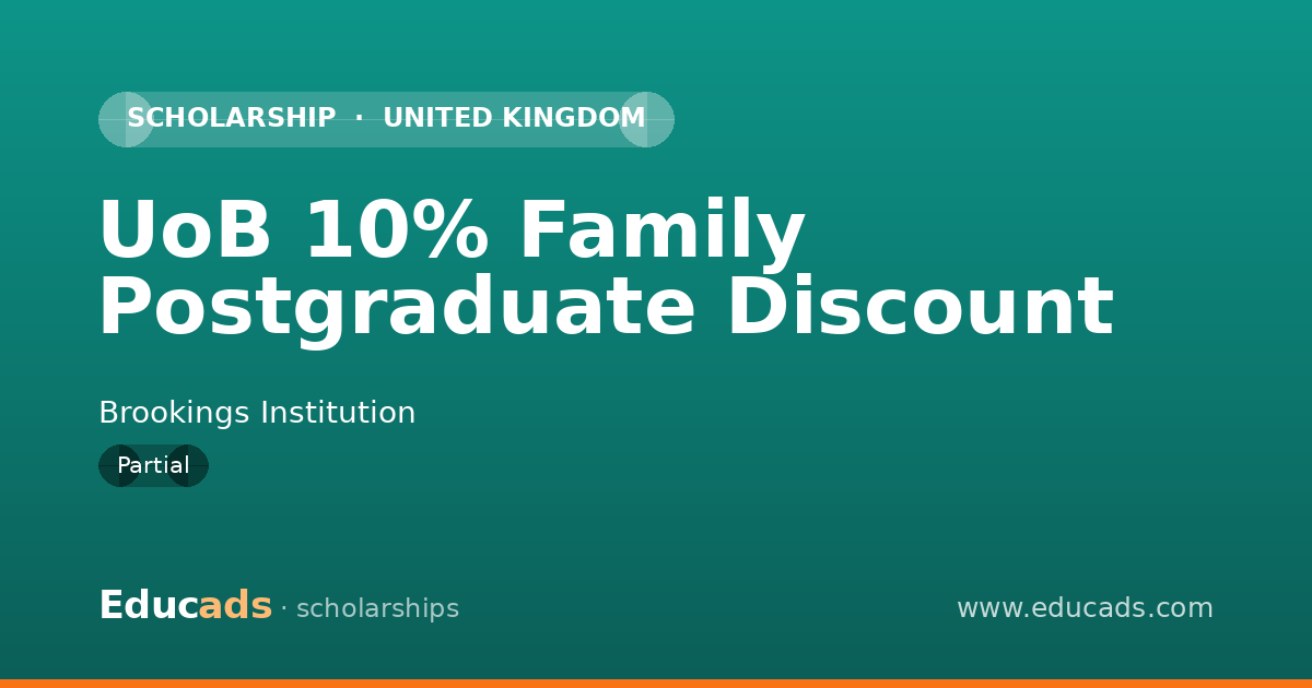 UoB 10% Family Postgraduate Discount scholarship