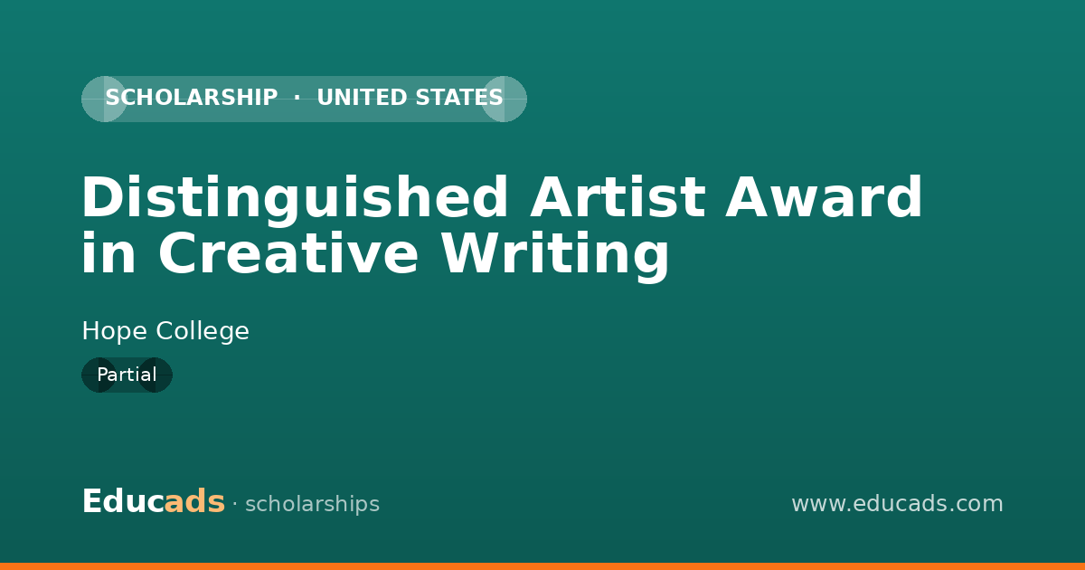 Distinguished Artist Award in Creative Writing scholarship
