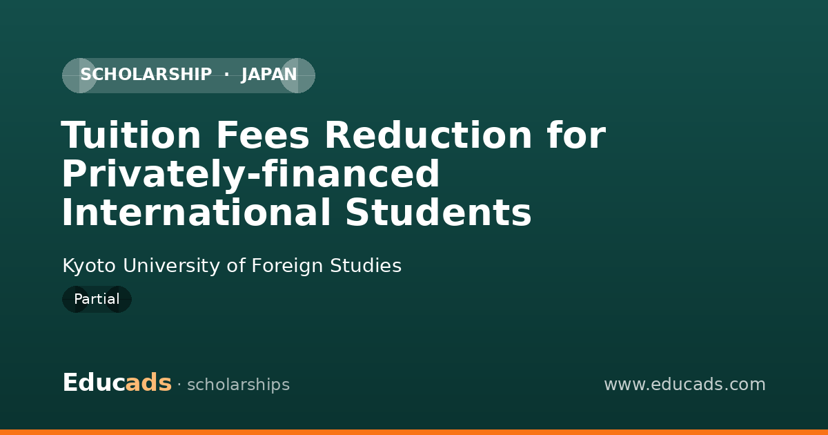Tuition Fees Reduction for Privately-financed International Students scholarship