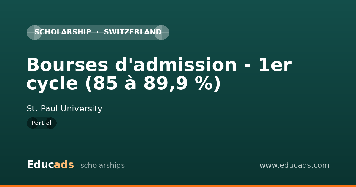 Bourses d'admission - 1er cycle (85 à 89,9 %) scholarship