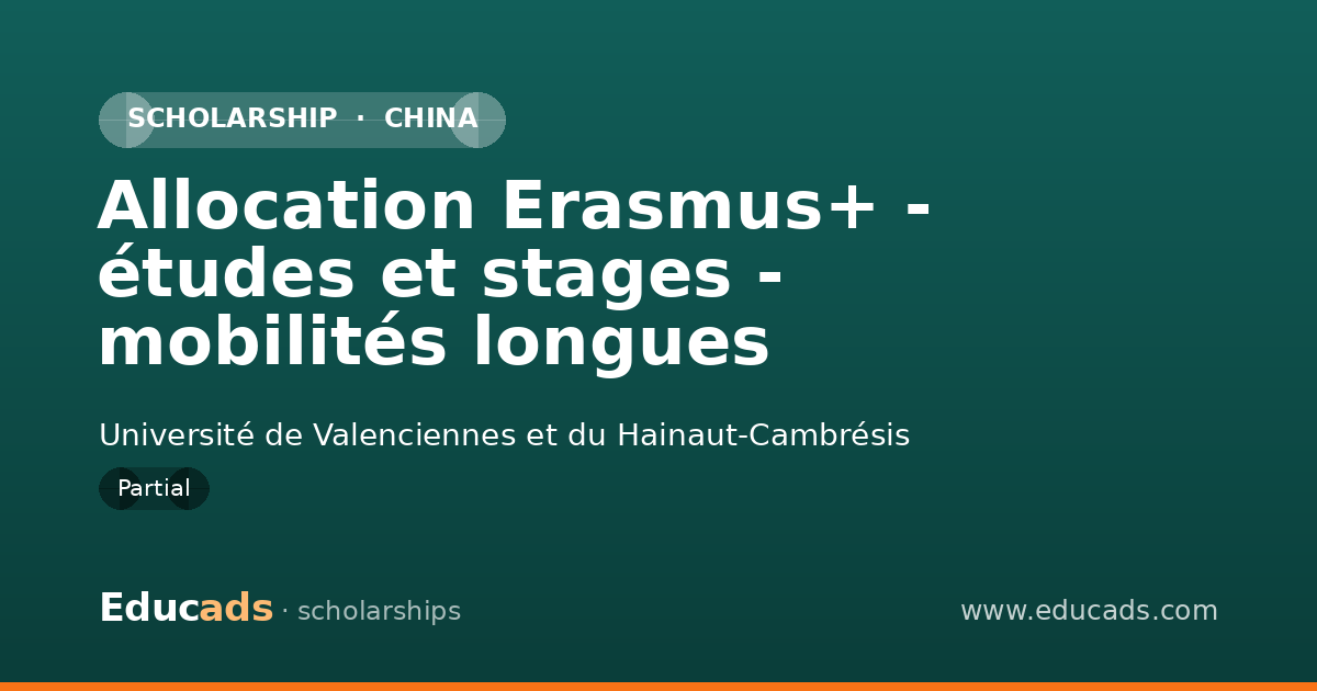 Allocation Erasmus+ - études et stages - mobilités longues scholarship