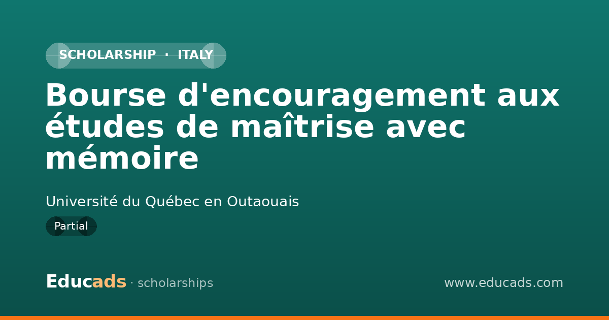 Bourse d'encouragement aux études de maîtrise avec mémoire scholarship