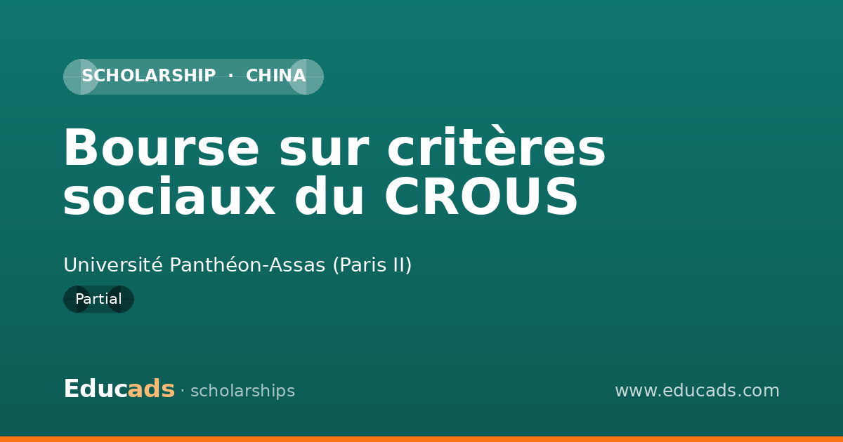 Bourse sur critères sociaux du CROUS scholarship