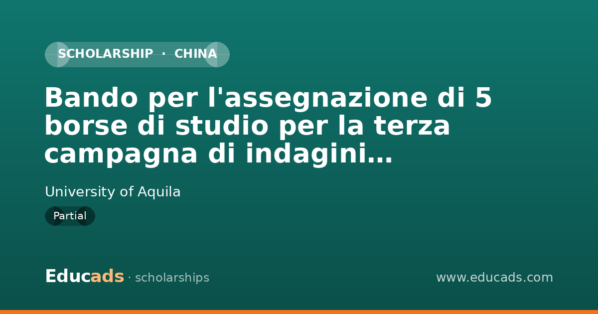 Bando per l'assegnazione di 5 borse di studio per la terza campagna di indagini archeologiche scholarship