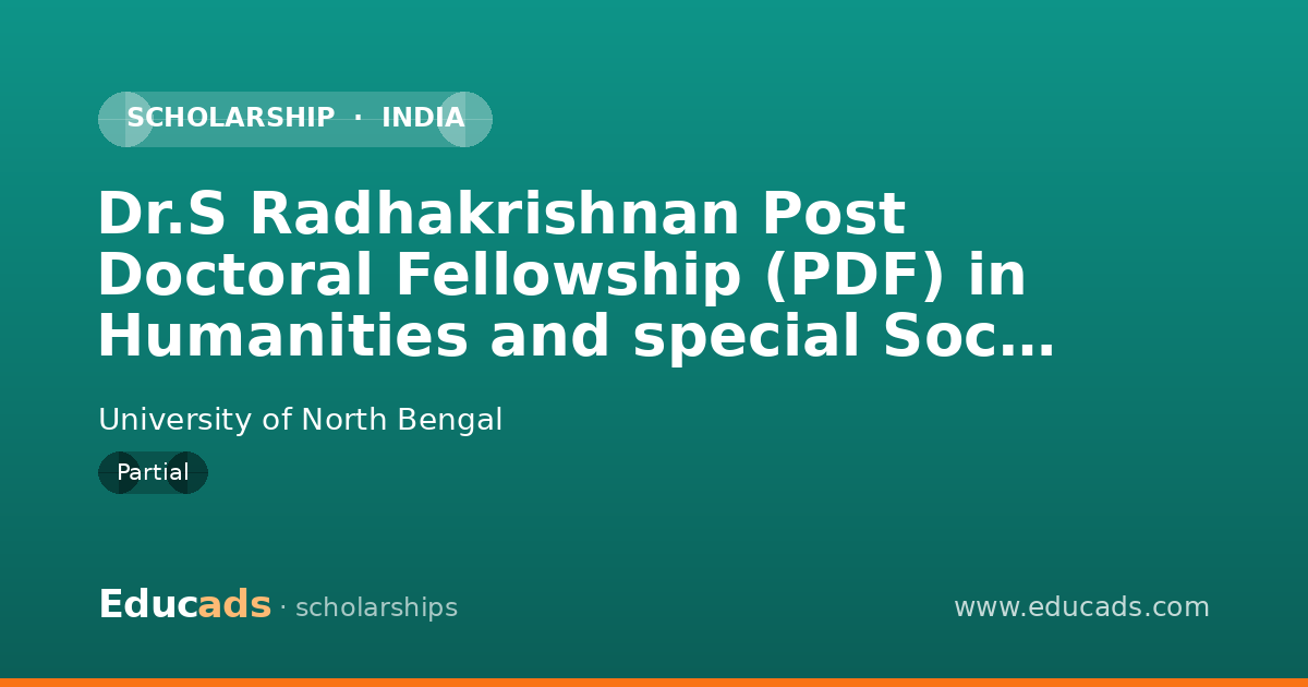 Dr.S Radhakrishnan Post Doctoral Fellowship (PDF) in Humanities and special Social Sciences scholarship