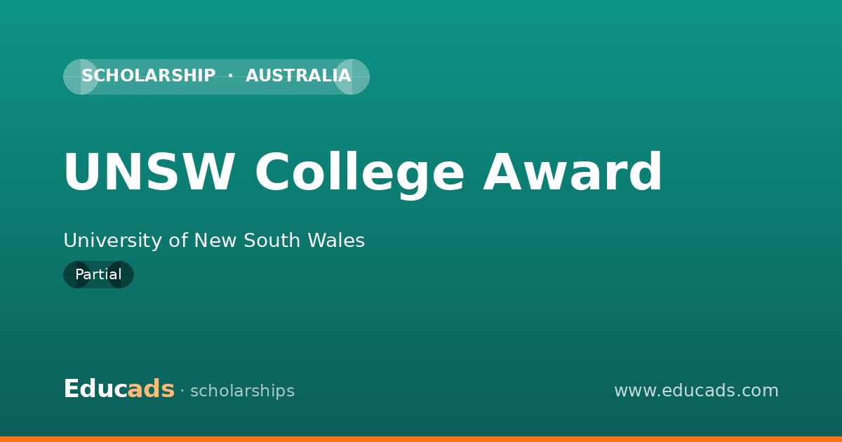 UNSW College Award scholarship