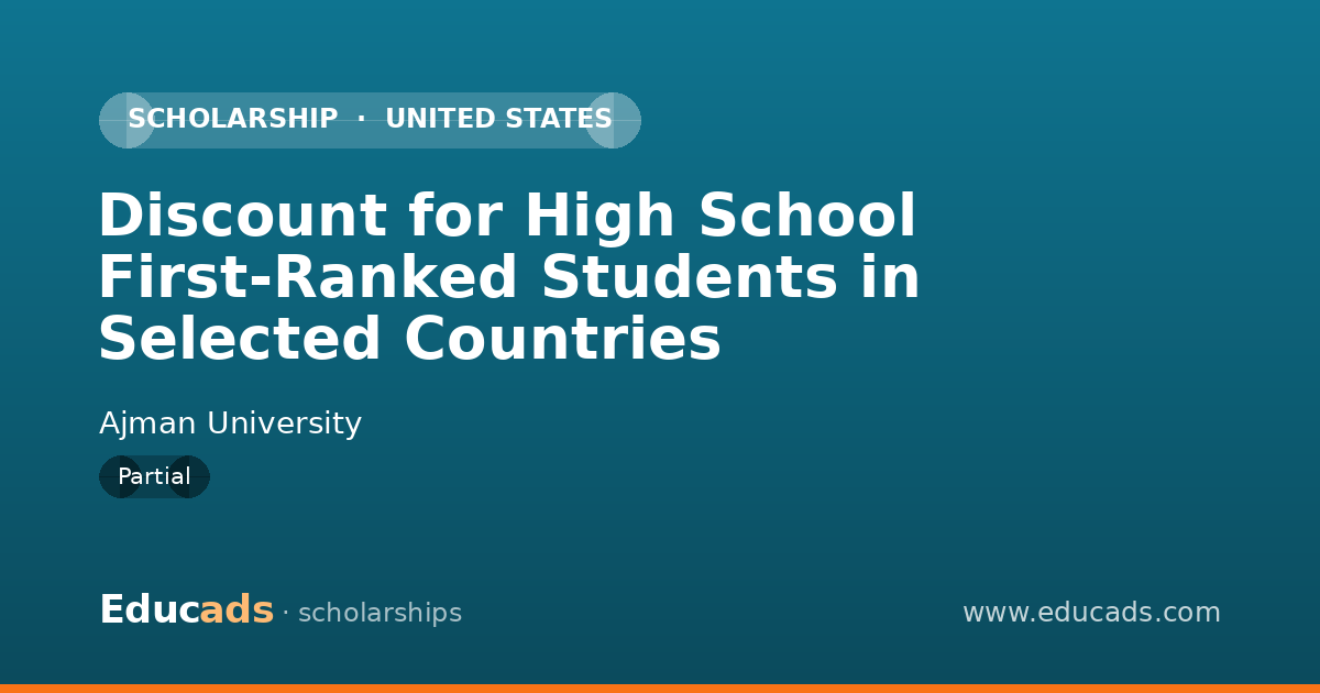 Discount for High School First-Ranked Students in Selected Countries scholarship