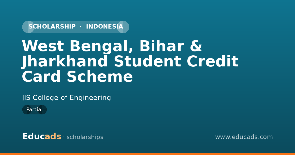 West Bengal, Bihar & Jharkhand Student Credit Card Scheme scholarship