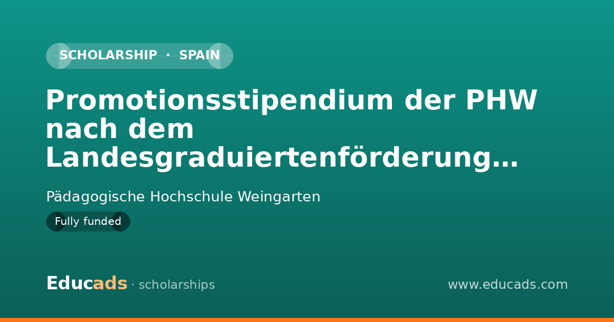Promotionsstipendium der PHW nach dem Landesgraduiertenförderungsgesetz (LGFG) scholarship