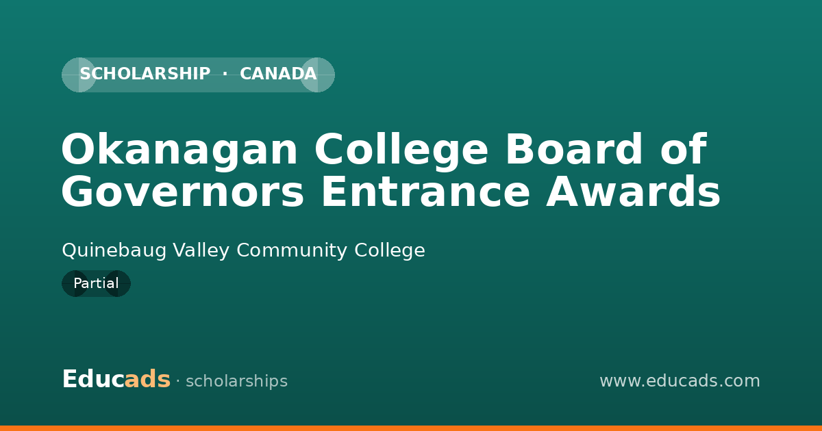Okanagan College Board of Governors Entrance Awards scholarship