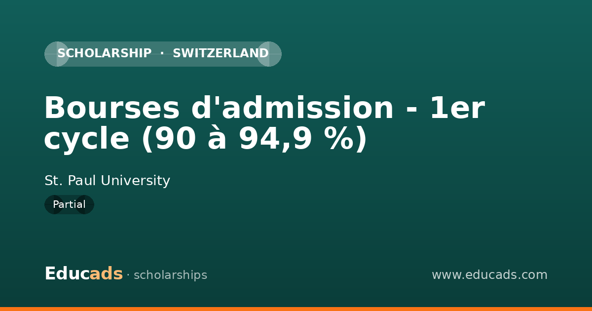 Bourses d'admission - 1er cycle (90 à 94,9 %) scholarship