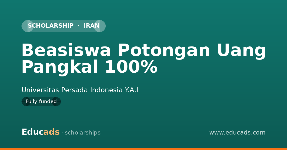 Beasiswa Potongan Uang Pangkal 100% scholarship