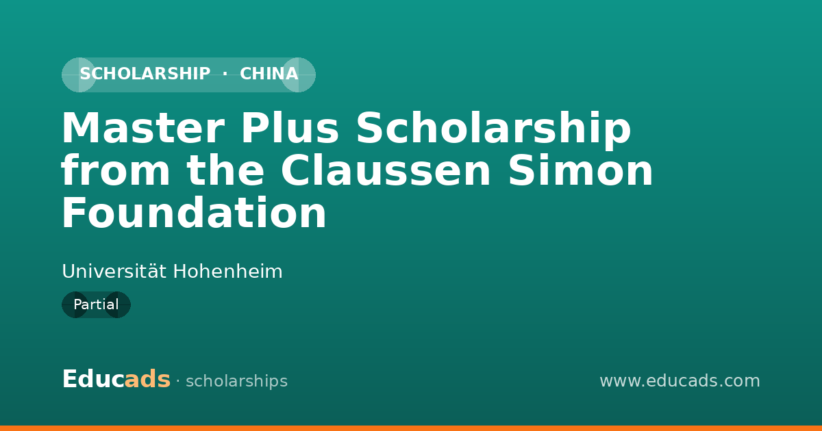 Master Plus Scholarship from the Claussen Simon Foundation scholarship