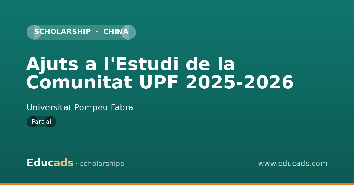 Ajuts a l'Estudi de la Comunitat UPF 2025-2026 scholarship