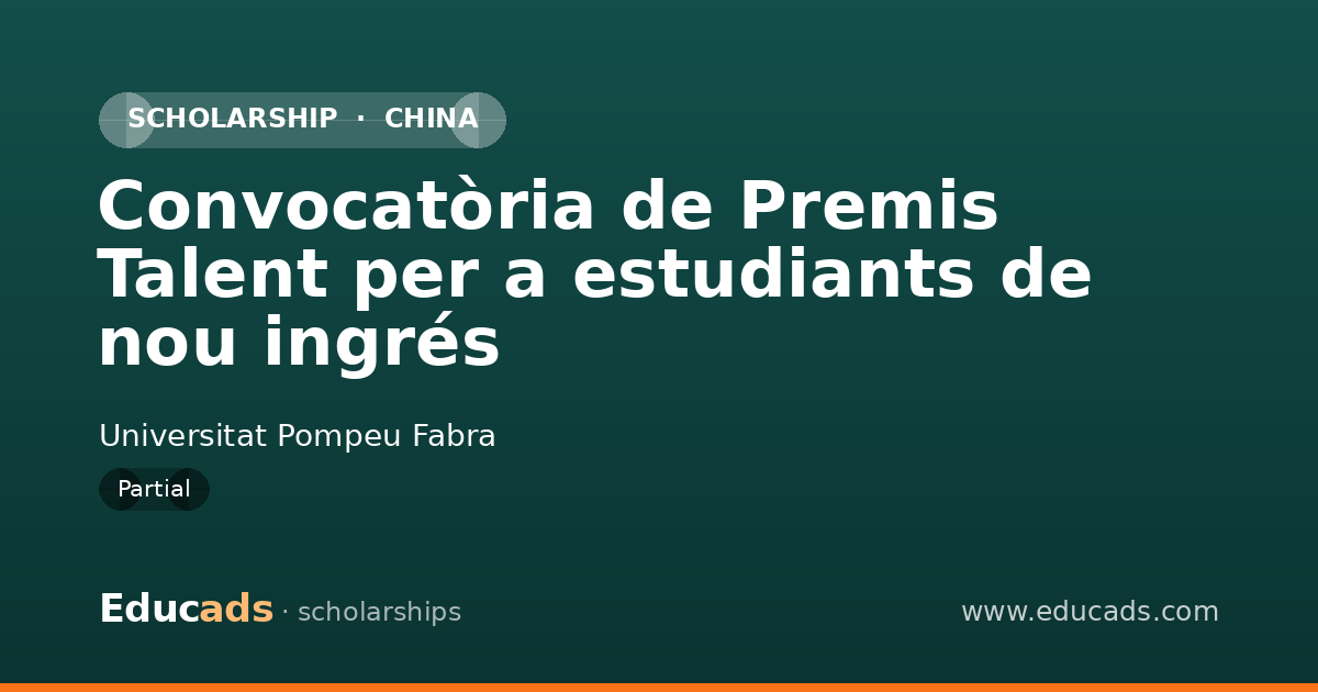 Convocatòria de Premis Talent per a estudiants de nou ingrés scholarship