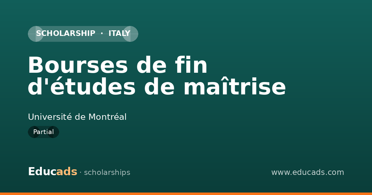 Bourses de fin d'études de maîtrise scholarship