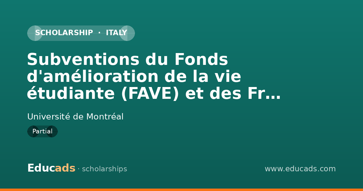 Subventions du Fonds d'amélioration de la vie étudiante (FAVE) et des Frais d'amélioration des services technologiques et informatiques et des collections des bibliothèques (STIC) scholarship