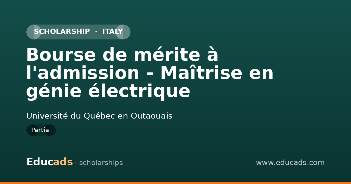 Bourse de mérite à l'admission - Maîtrise en génie électrique scholarship