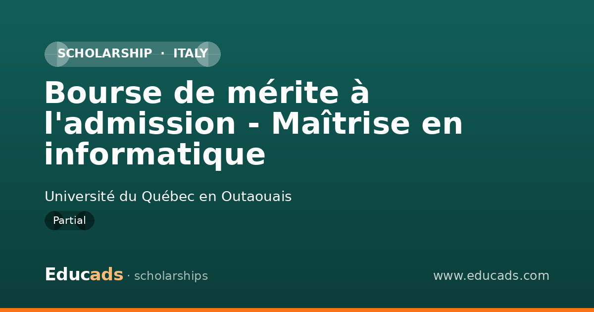 Bourse de mérite à l'admission - Maîtrise en informatique scholarship